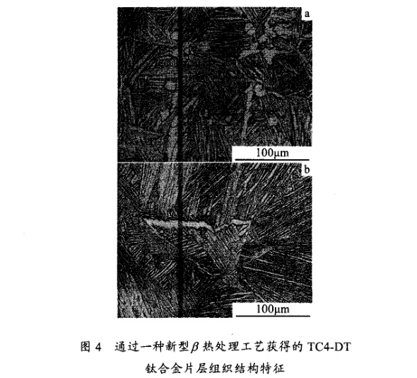 通過(guò)一種新型β熱處理工藝獲得的TC4一DT鈦合金片層組織結(jié)構(gòu)特征