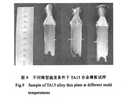 不同鑄型溫度條件下TAl5合金薄板試樣