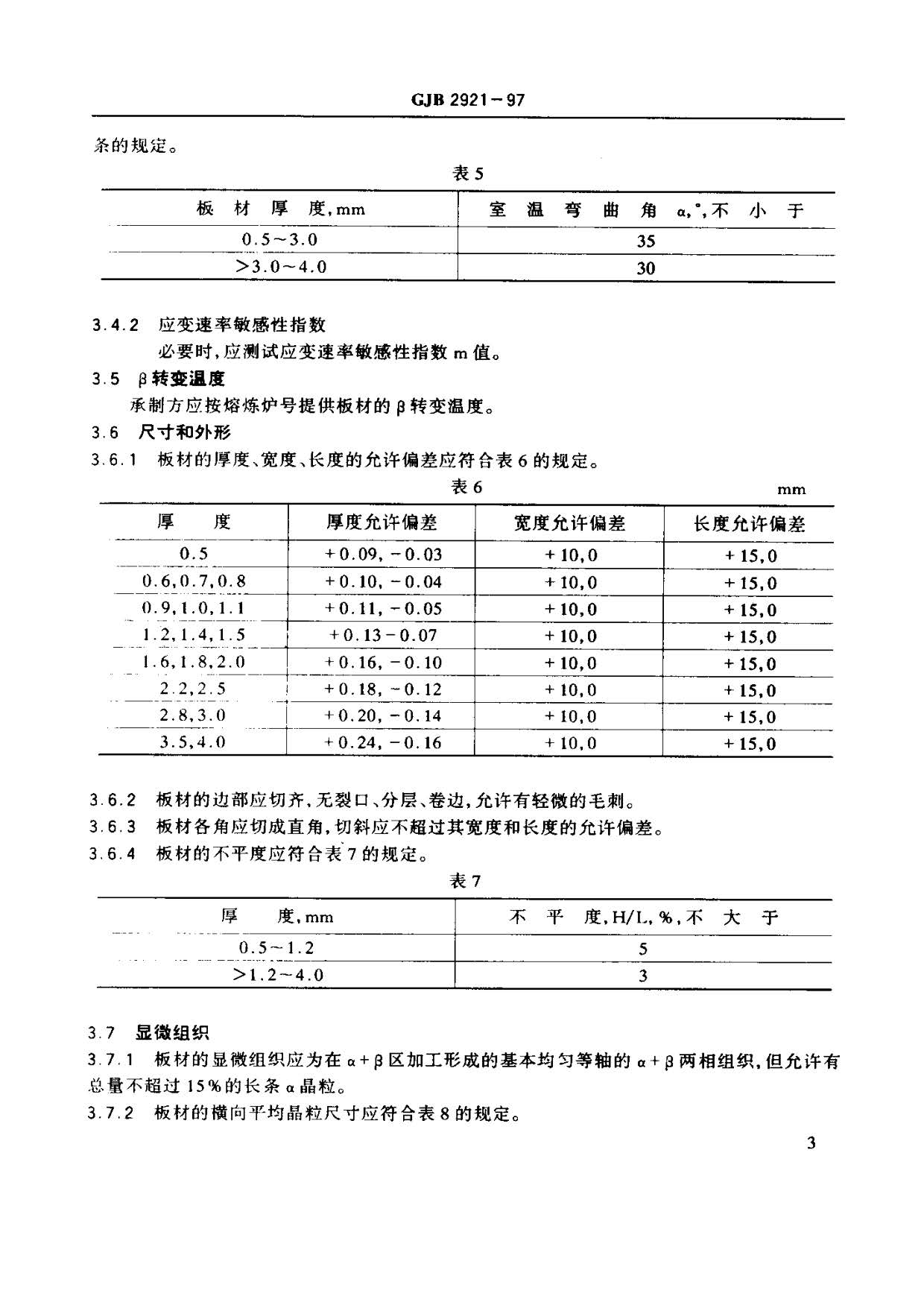 超塑成形用TC4鈦合金板材國(guó)軍標(biāo)規(guī)范 GJB 2921-97