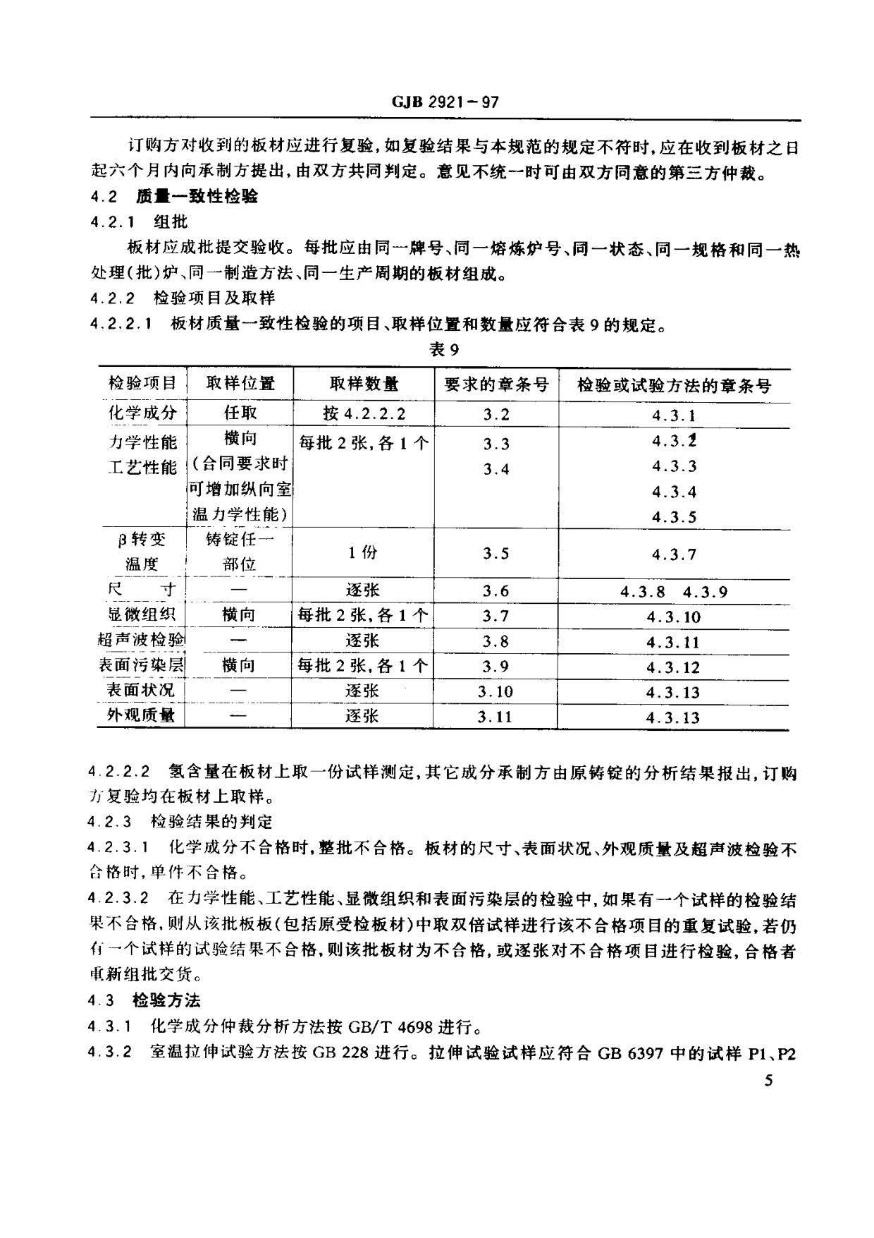 超塑成形用TC4鈦合金板材國(guó)軍標(biāo)規(guī)范 GJB 2921-97